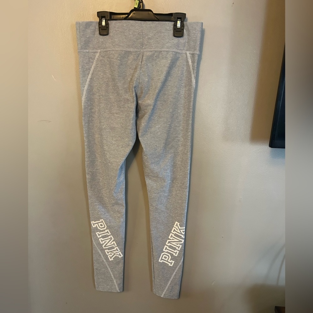 Victoria’s Secret PINK leggings - gray high rise full length w/white logo